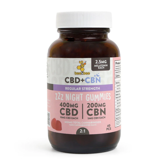 CBD + CBN + Melatonin ZZZ Night Gummies (High Strength) 40pcs- Elderberry